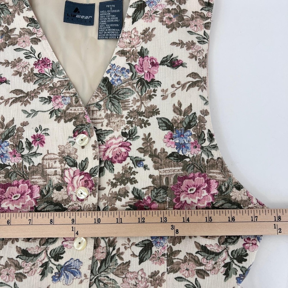 vintage 80s 90s women's vest floral Liz Wear Petite‎ - Picture 4 of 6